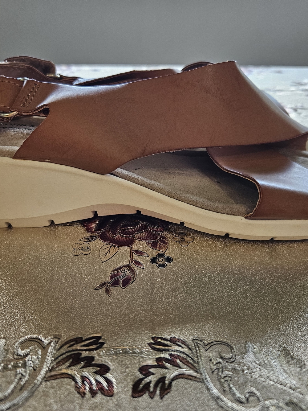 St. John's Bay Brown Leather Wedge Sandal